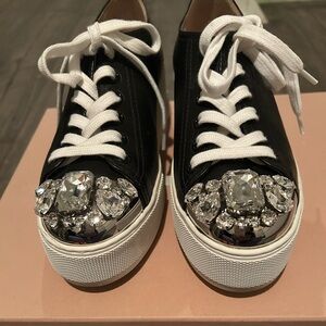 MIU MIU Swarovski Crystal Toe-cap Sneakers
